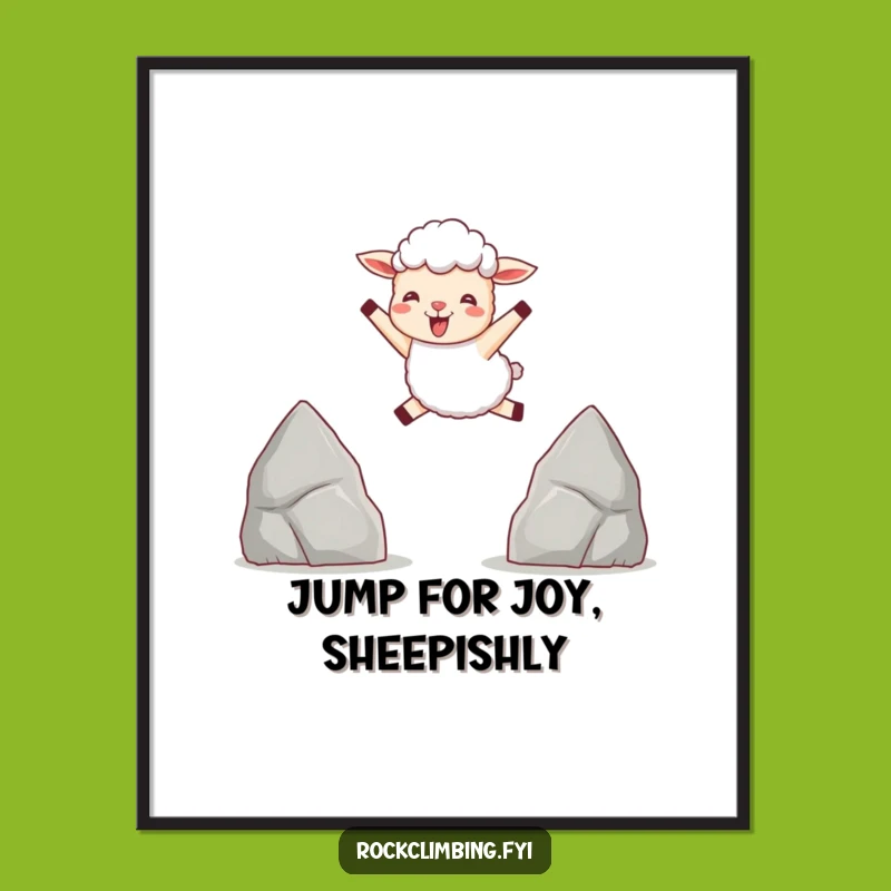 Funny Free Printable Wall Art: Sheep's Energetic Leap - Downloadable Whimsical Decor!