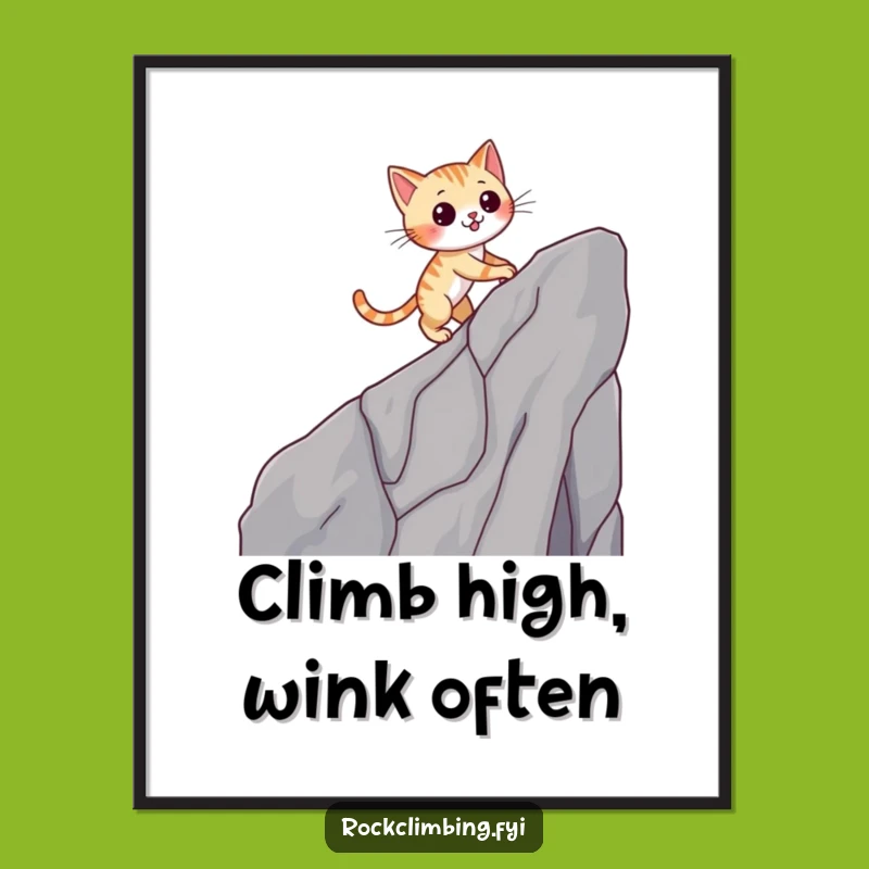 Funny Free Printable Wall Art: Winking Cat Cliffhanger - Downloadable Decor
