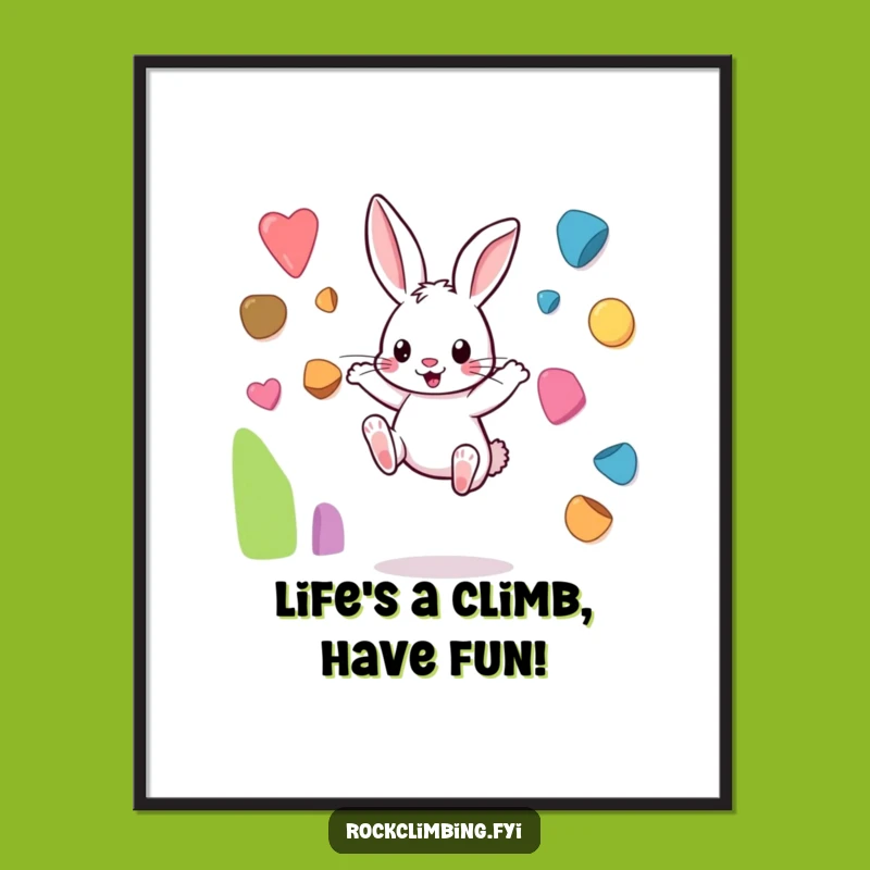 Funny Free Printable Wall Art: Playful Rabbit Climbing, Hilarious Downloadable Kids Room Decor