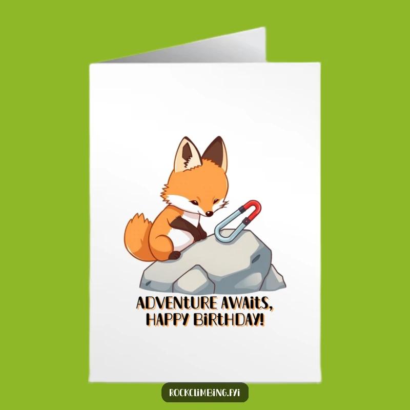 Free Printable Birthday Card: Focused Fox Climber, Hilarious DIY Gift for Adventurers