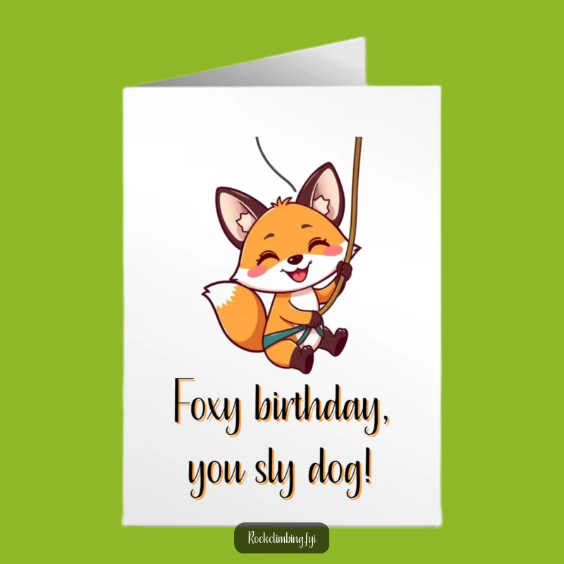Free Printable Birthday Card: Fox's Adventurous Descent - Downloadable Fun!