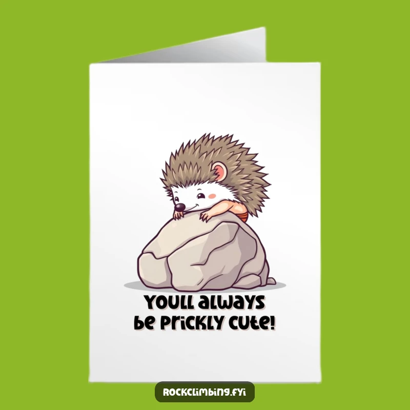 Free Printable Birthday Card: Hedgehog Climbs Boulder - Downloadable Gift!
