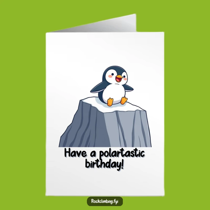 Free Printable Birthday Card: Penguin Slides Down Cliff, Downloadable Fun Gift