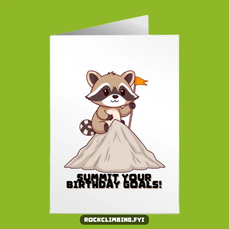 Free Printable Birthday Card: Raccoon Peak Summit Funny Downloadable Gift