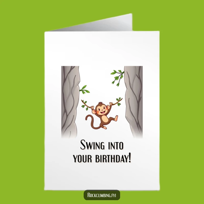 Free Printable Birthday Card: Silly Monkey Vine Swing Funny Downloadable Gift
