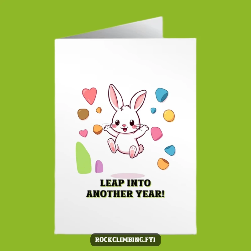 Free Printable Birthday Card: Playful Rabbit Climbing, Hilarious Downloadable Fun Greeting for All