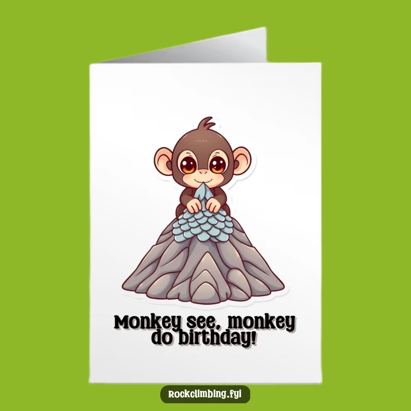 Free Printable Birthday Card: Monkey Climbs Mountain, Downloadable Adventurous Gift