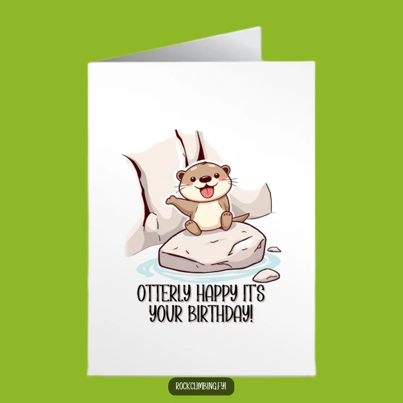 Free Printable Birthday Card: Joyful Otter Sliding Fun - Downloadable Gift