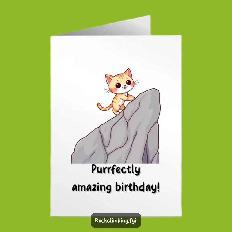Free Printable Birthday Card: Winking Cat Cliffhanger - Downloadable Gift