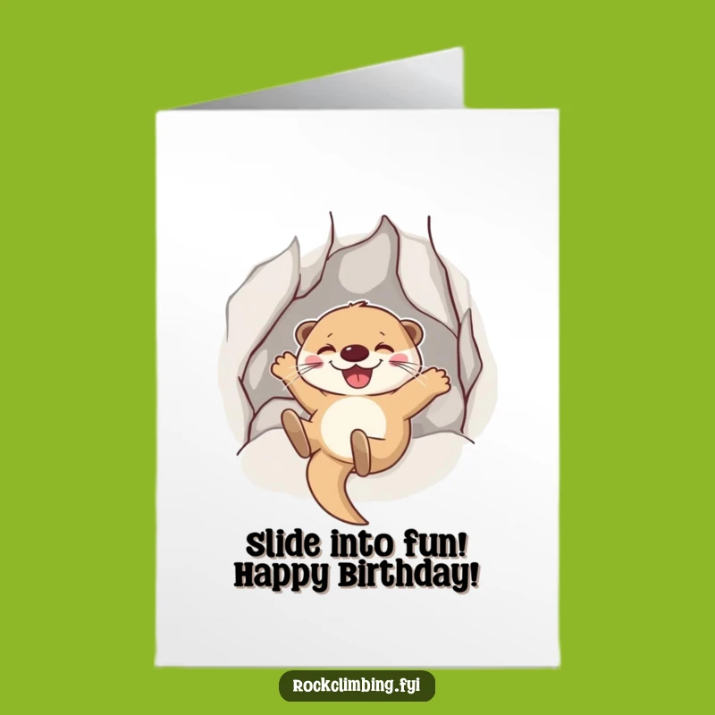 Free Printable Otter Birthday Card: Joyful Slide, Funny Downloadable Celebration!