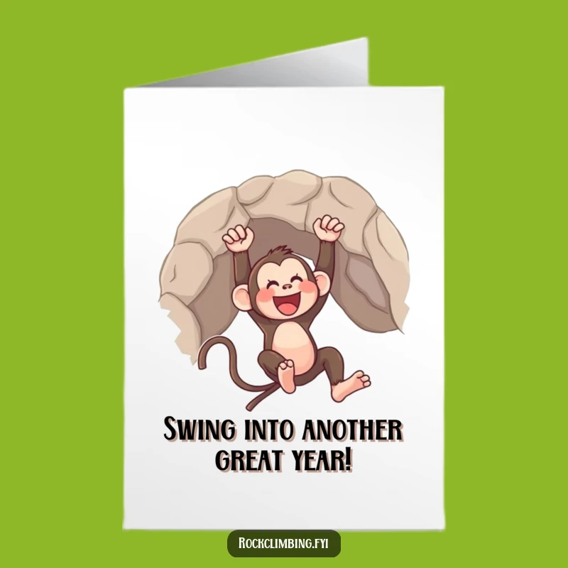 Free Printable Monkey Birthday Card: Funny Swinging Primate Downloadable Gift for Laughs