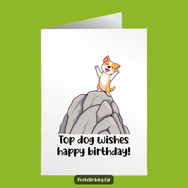 Free Printable Dog Birthday Card: Funny Paw-some Rock Peak Achievement Downloadable Gift