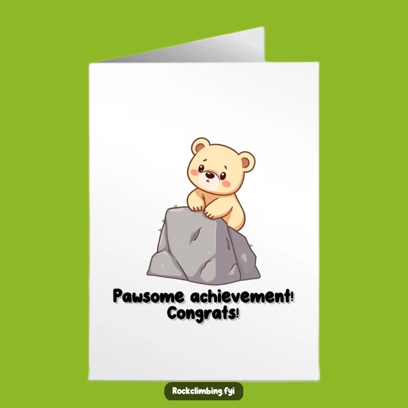 Free Printable Bear Cub Climbing Congrats Card - Hilarious Downloadable