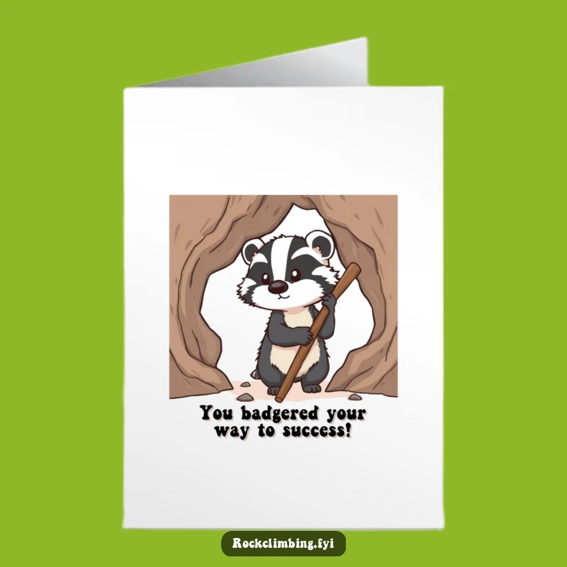 Free Printable Congrats Card: Determined Badger's Ascent - Downloadable Gift