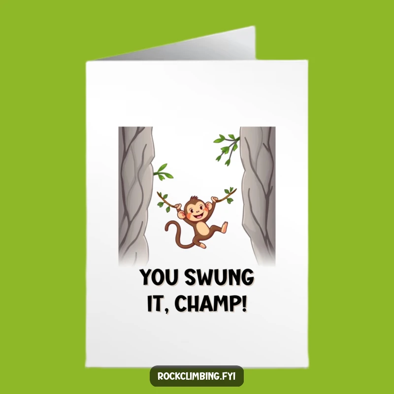 Free Printable Congrats Card: Silly Monkey Vine Swing Funny Downloadable Gift