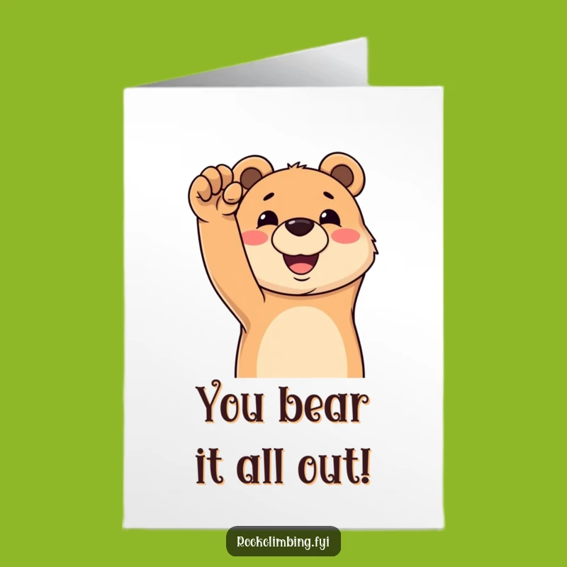 Free Printable Congratulations Card: Bear's Challenging Climb, Humorous Downloadable Gift