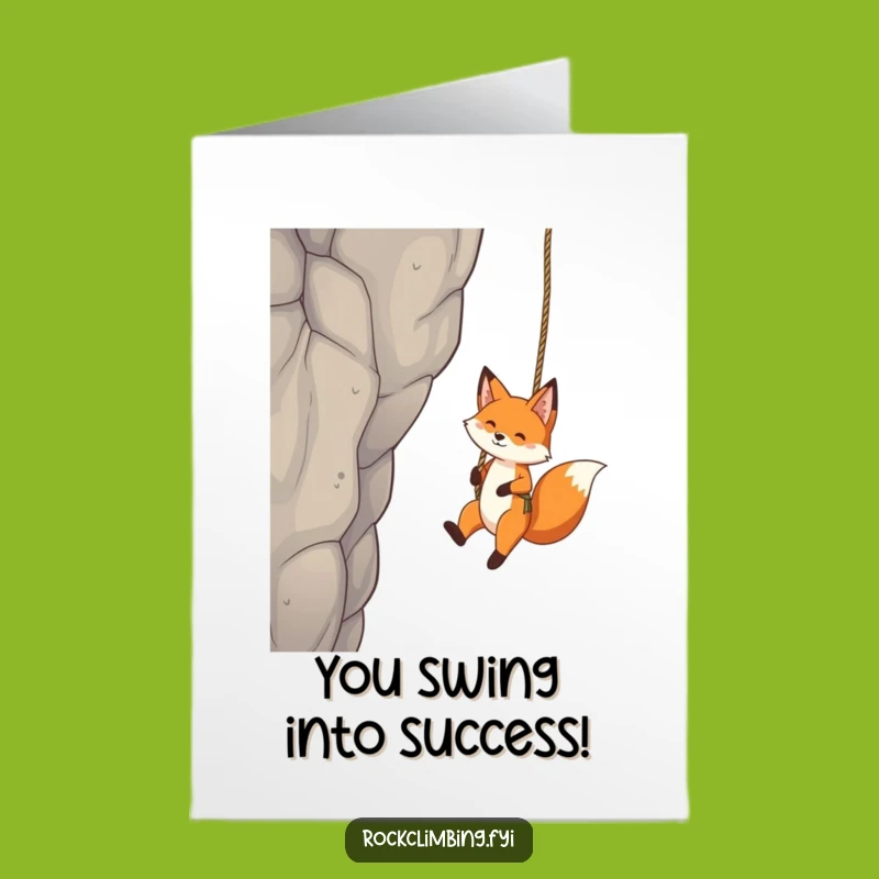 Free Printable Fox Congrats Card: Swinging Success, Hilarious Downloadable Cheer!