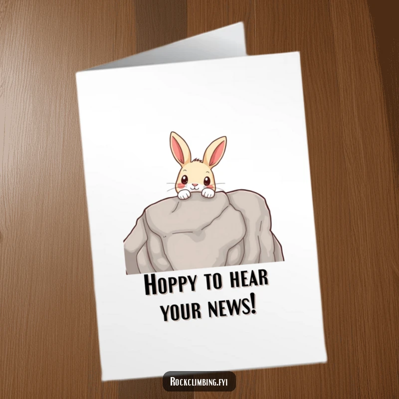 Funny Free Printable Congratulations Card: a curious rabbit peeking over a rocky outcrop, observing their success with intrigue.