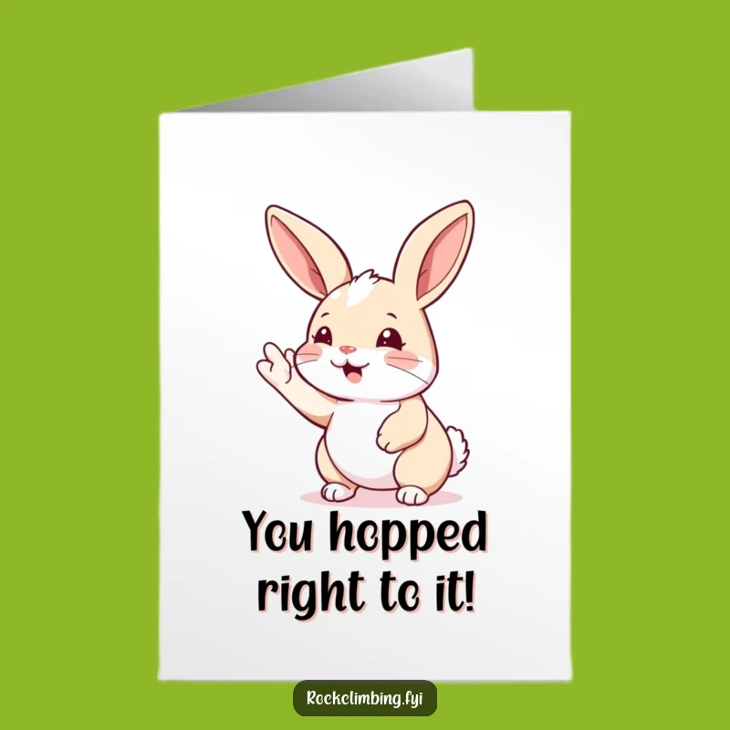 Free Printable Funny Rabbit Congrats Card: Hilarious Climb Achievement Downloadable Greeting