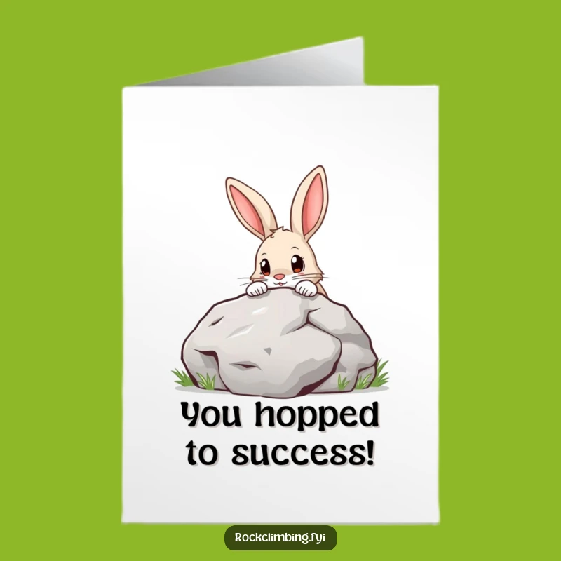 Free Printable Congrats Card: Determined Rabbit Over Boulder Funny Downloadable Gift