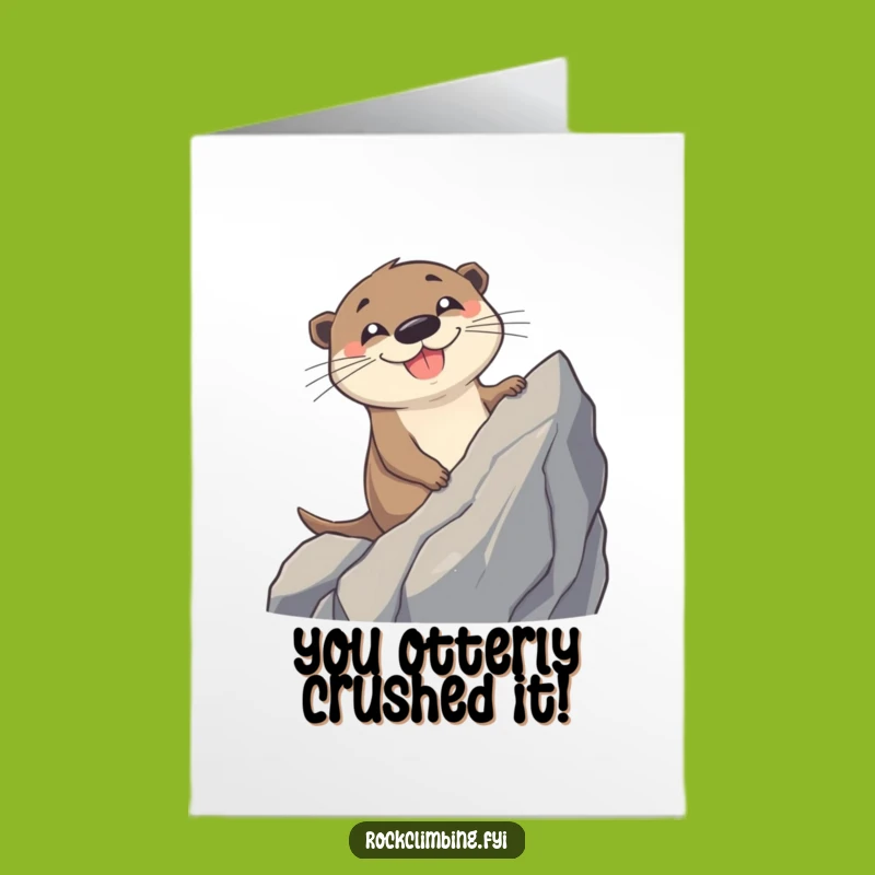 Free Printable Otter Congrats Card: Funny Rock Climbing Champ, Downloadable Celebration!