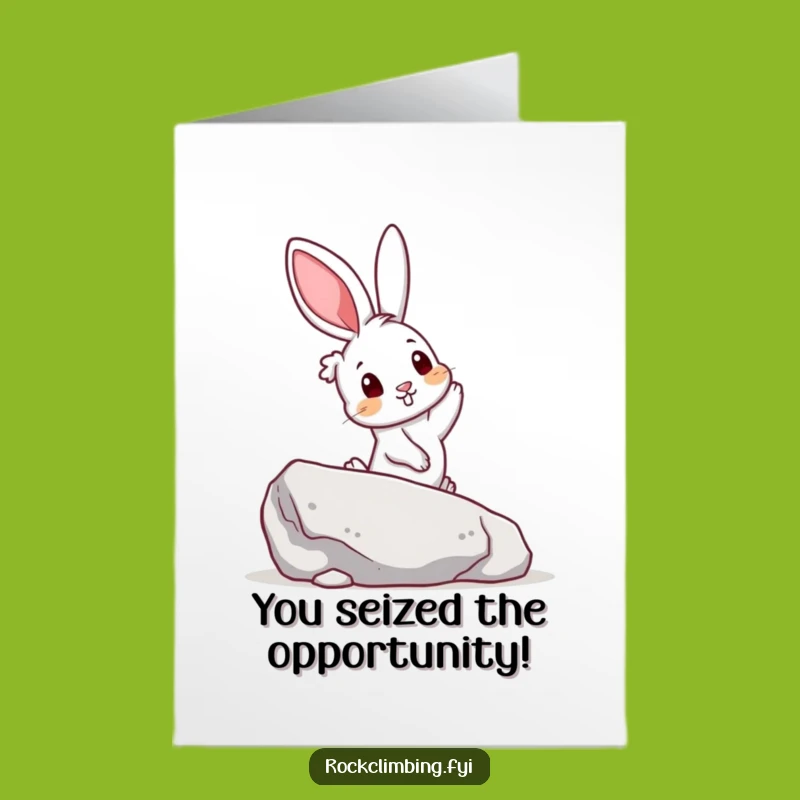 Free Printable Rabbit Climbing Congrats Card - Funny Downloadable Gift for Victors