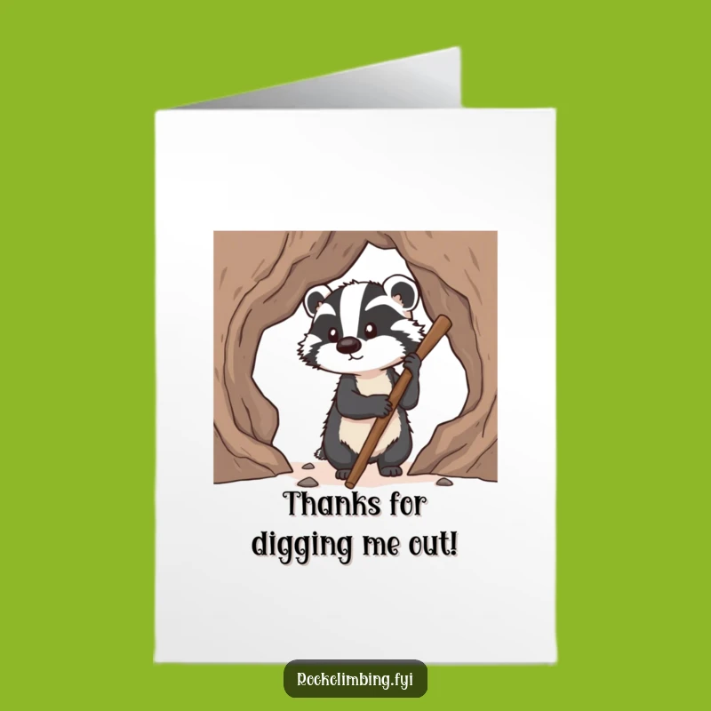 Free Printable Thank You Card: Determined Badger's Help - Downloadable Gift
