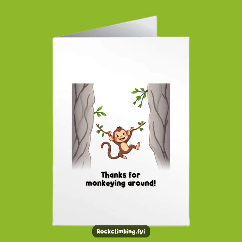 Free Printable Thank You Card: Silly Monkey Vine Swing Funny Downloadable Gift