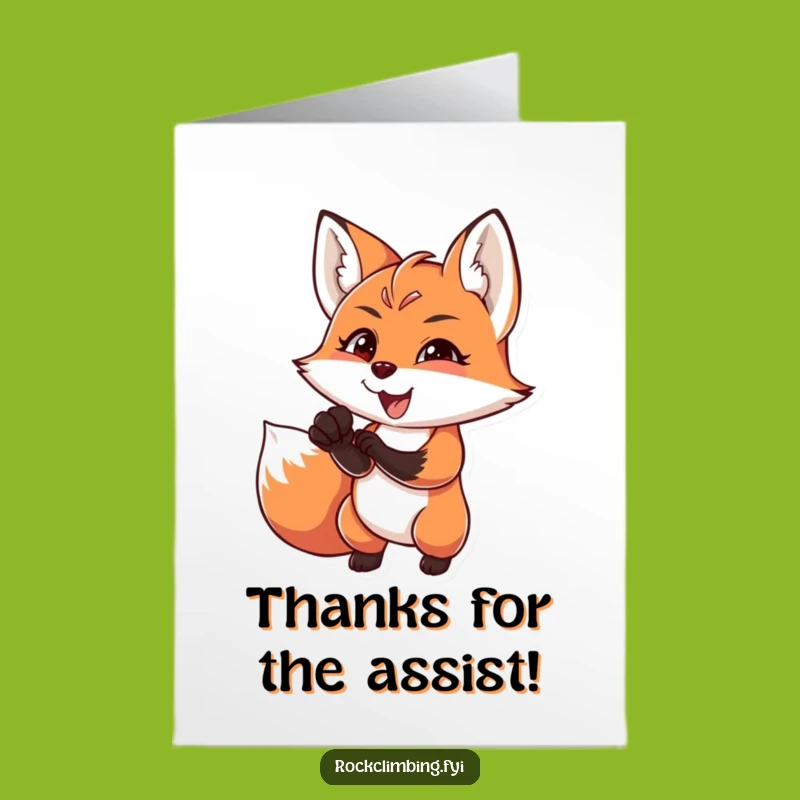 Free Printable Fox Climbing Thank You Card - Grateful Downloadable Gift