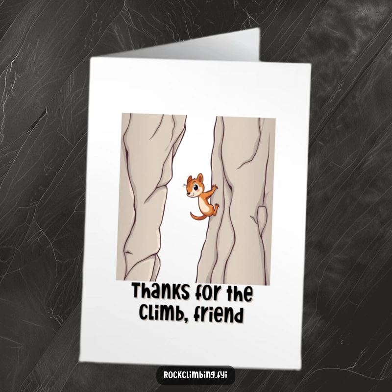 Funny Free Printable Thank You Card: Determined squirrel climber, expressing gratitude with a humorous twist.