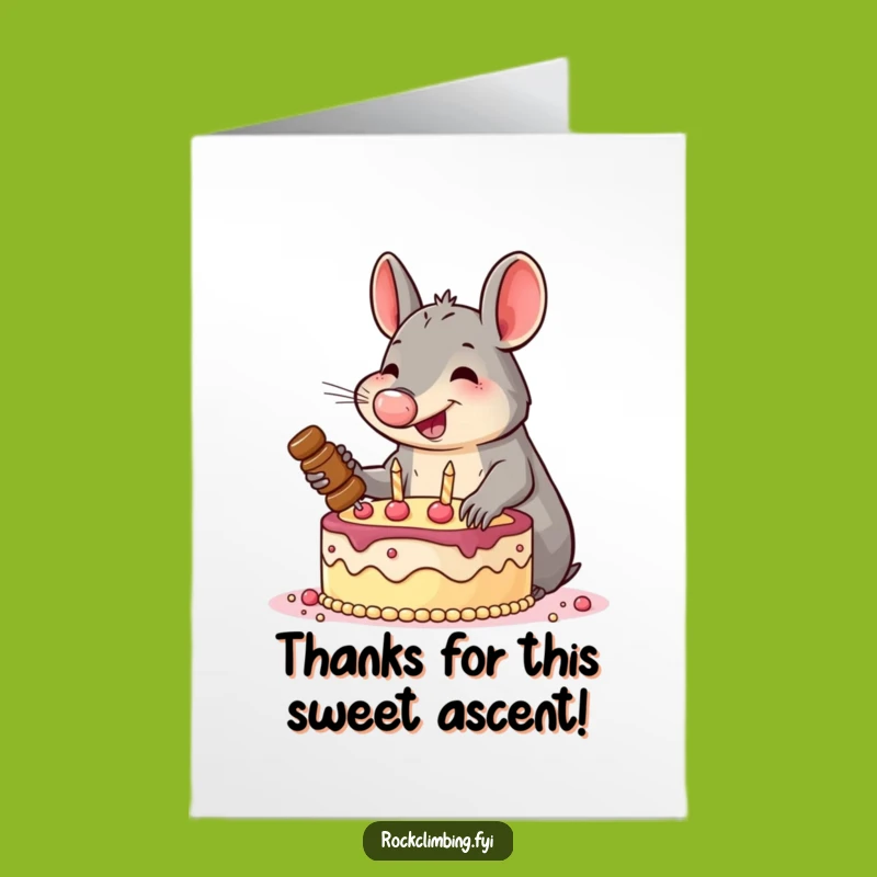 Aardvark Cake Climbing Thank You Card: Free Printable & Funny