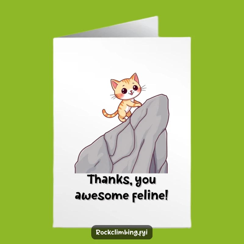 Free Printable Thank You Card: Winking Cat Climber - Downloadable Gratitude