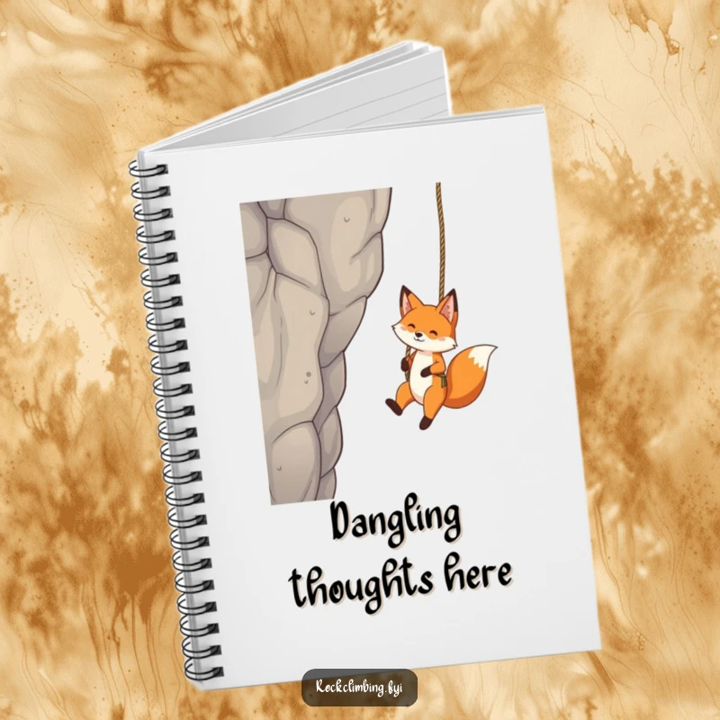 Funny Fox Notebook: A playful fox dangles from a rope swing against a crag, inspiring imaginative notes and adventures.