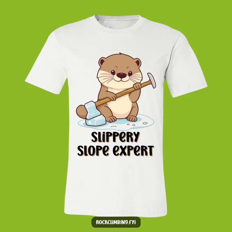 Funny Focused Otter T-Shirt: Ice Axe Grip Adventure Tee