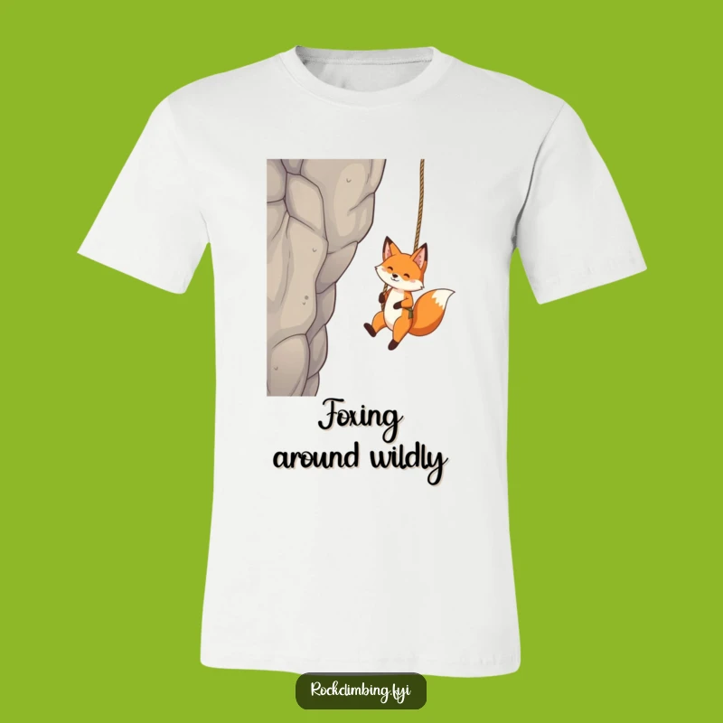 Funny Fox Rope Swing T-Shirt: Playful Crag Dangling Tee - Fun Gift