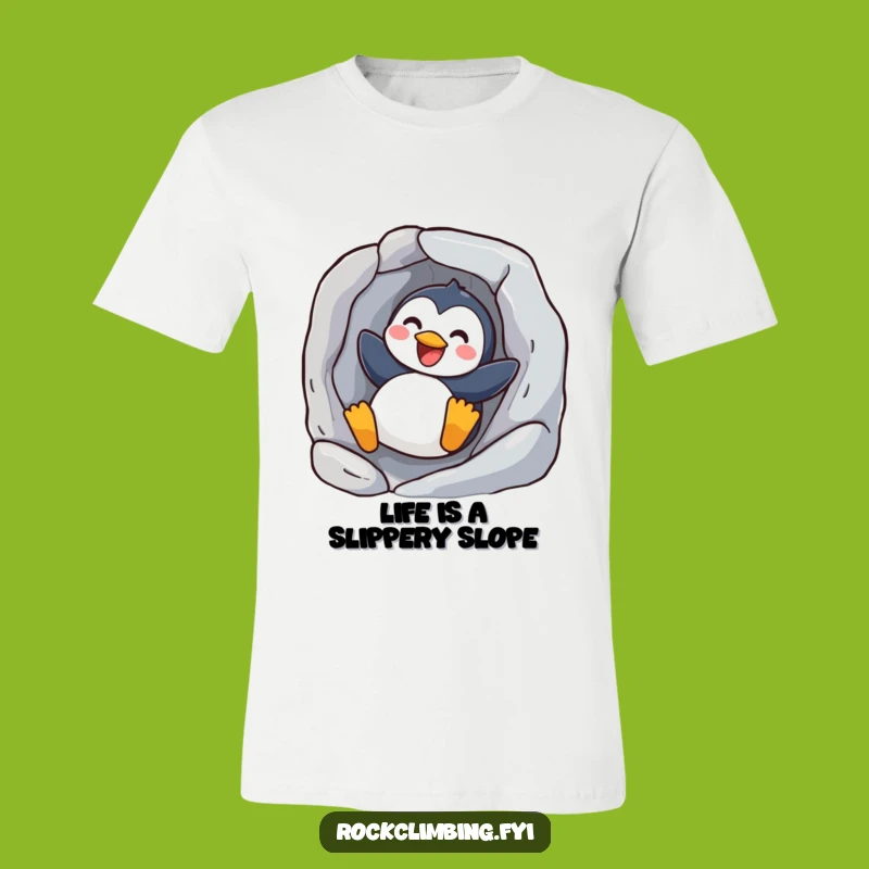 Funny Joyful Penguin Sliding T-Shirt - Wear Your Fun with This Hilarious Tee