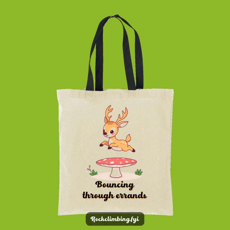 Funny Deer Mushroom Trampoline Tote Bag - Spoil Your Stuff Hilariously