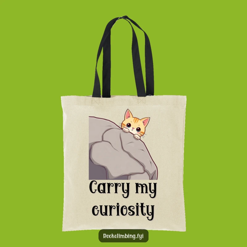 Funny Curious Cat Boulder Tote Bag - Spacious and Hilarious Carry-All for Adventurers
