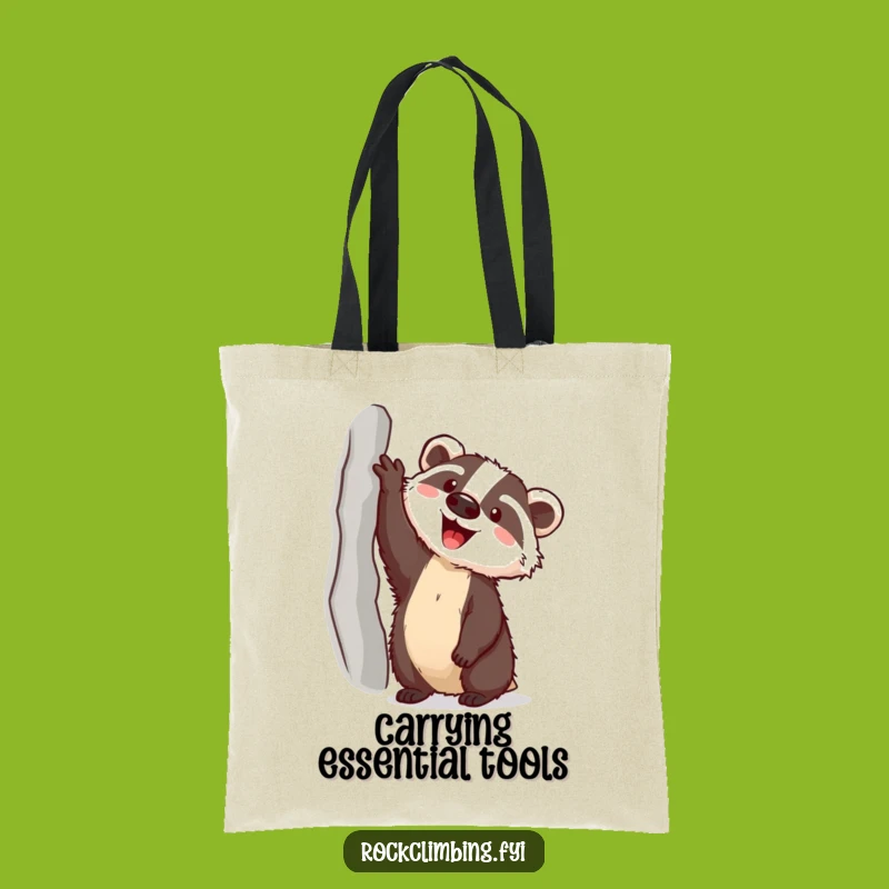 Funny Badger Climbing Tote Bag: Carry Your Gear with Hilarious Grit