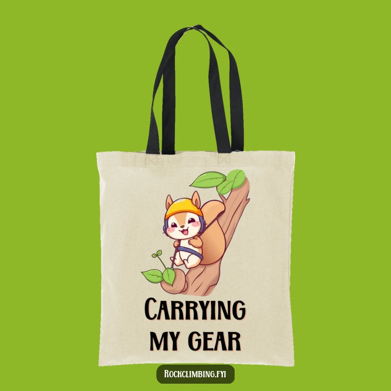 Funny Squirrel Rappelling Tote Bag: Carry Your Gear with Hilarious Gumption